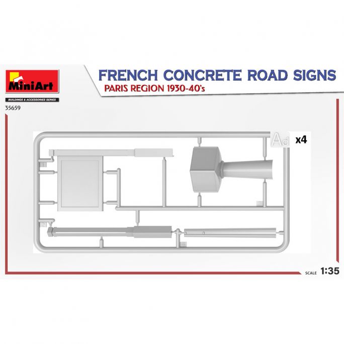 Panneaux français de rue en béton, région parisienne, années 1930/1940 - MINIART 35659 - 1/35