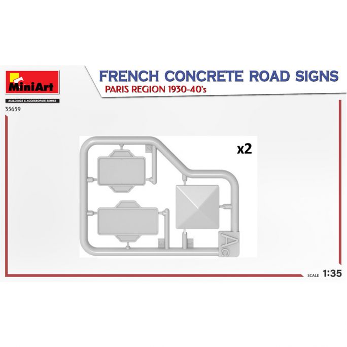 Panneaux français de rue en béton, région parisienne, années 1930/1940 - MINIART 35659 - 1/35