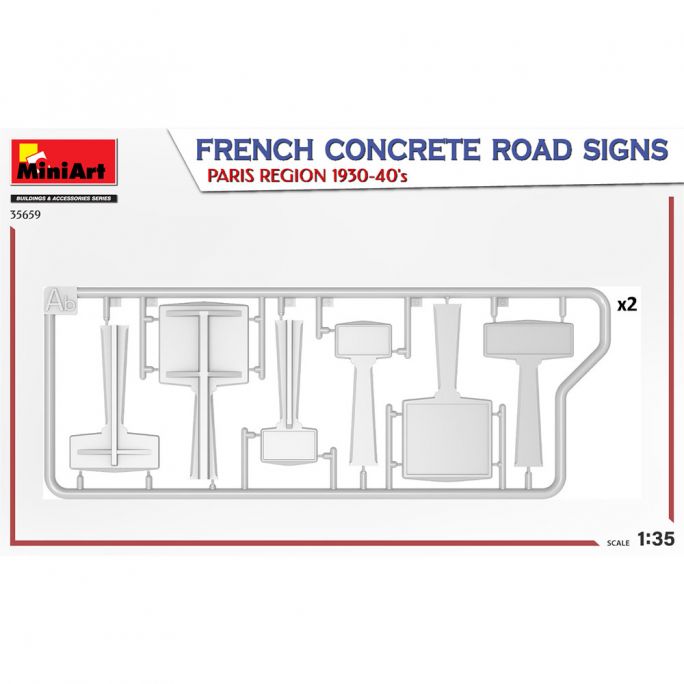 Panneaux français de rue en béton, région parisienne, années 1930/1940 - MINIART 35659 - 1/35